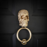 Rose Bloom Sugar Skull Brass Door Knocker